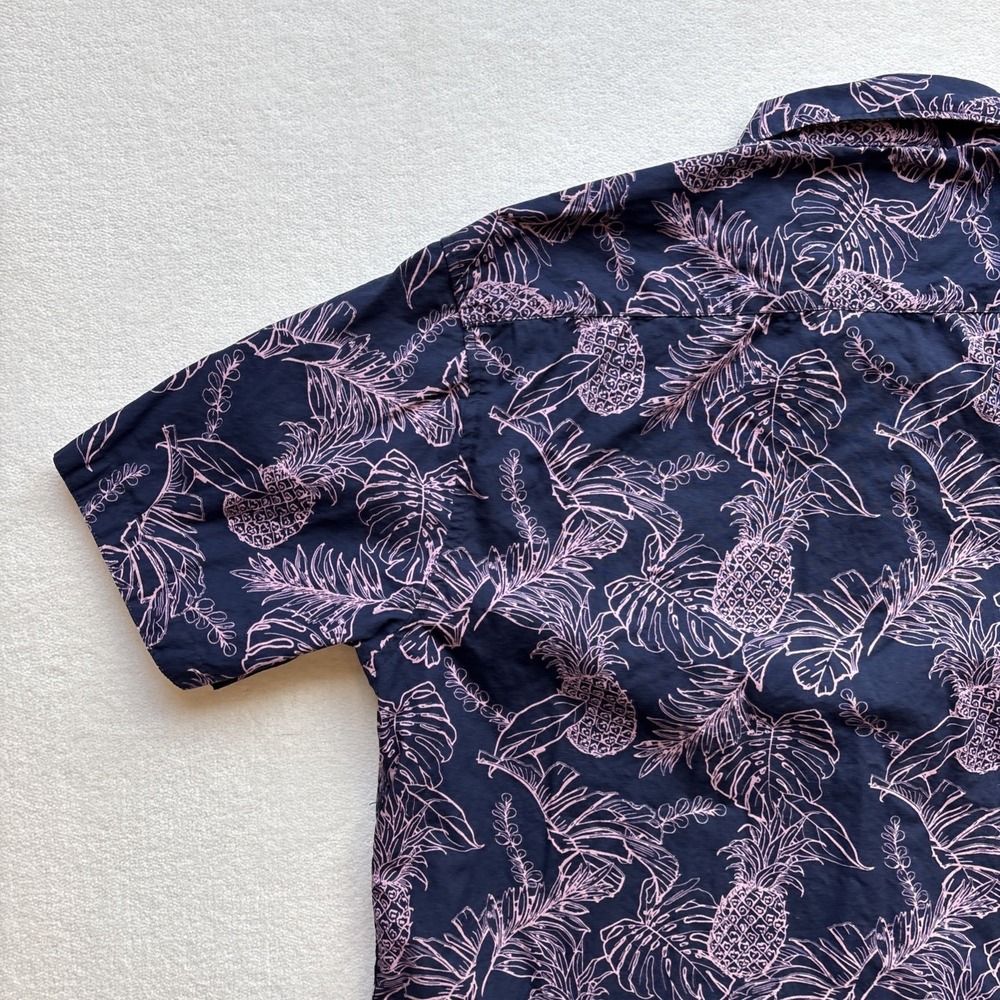 Sunrise Kingdom Men XL Hawaiian Shirt Pineapple Leaves Tropical Short Sleeve - Picture 15 of 16